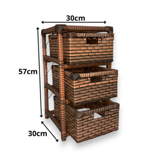 Gaveteiro Organizador Fibra Sintética 3 Gavetas 30x30x57 Mesinha Cabeceira Banheiro Luxo(Já Montado) em Oferta na Shopee