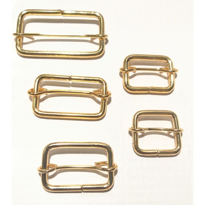 Regulador de bolsas/mochilas,dourado cataforético, vários tamanhos/com 6 unidades.