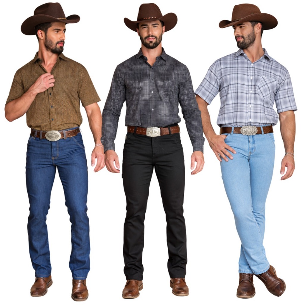 Kit 3 Calças Jeans Masculina Carpinteiro Estilo Country Ref:1149