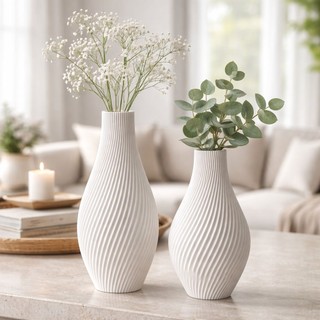 Vaso Decorativo Minimalista Folhas Secas ou Artificiais Kit Vasinhos Decoração Escritorio Vaso 3D