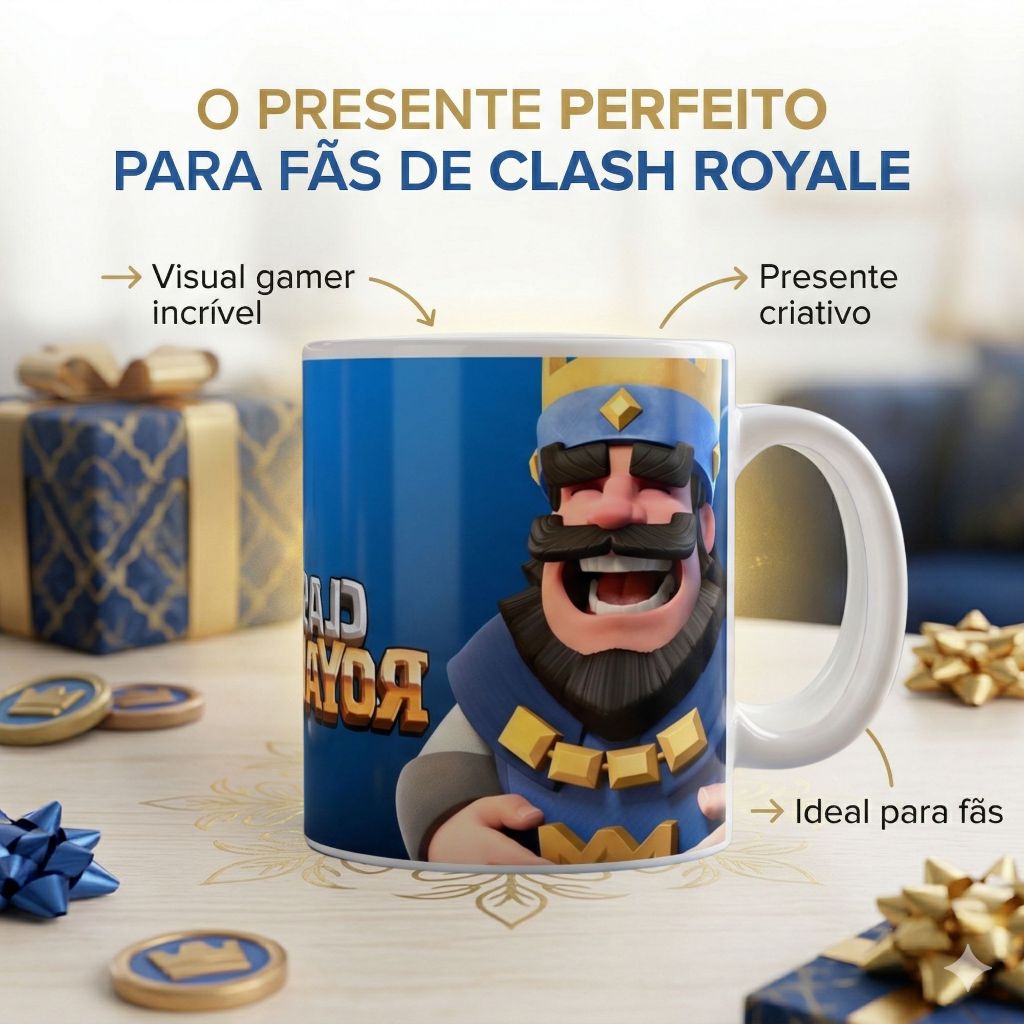 Caneca para Presente Clash Royale Jogo de Celular Caneca Rei Azul Rei Vermelho Caneca Porcelana 325ml