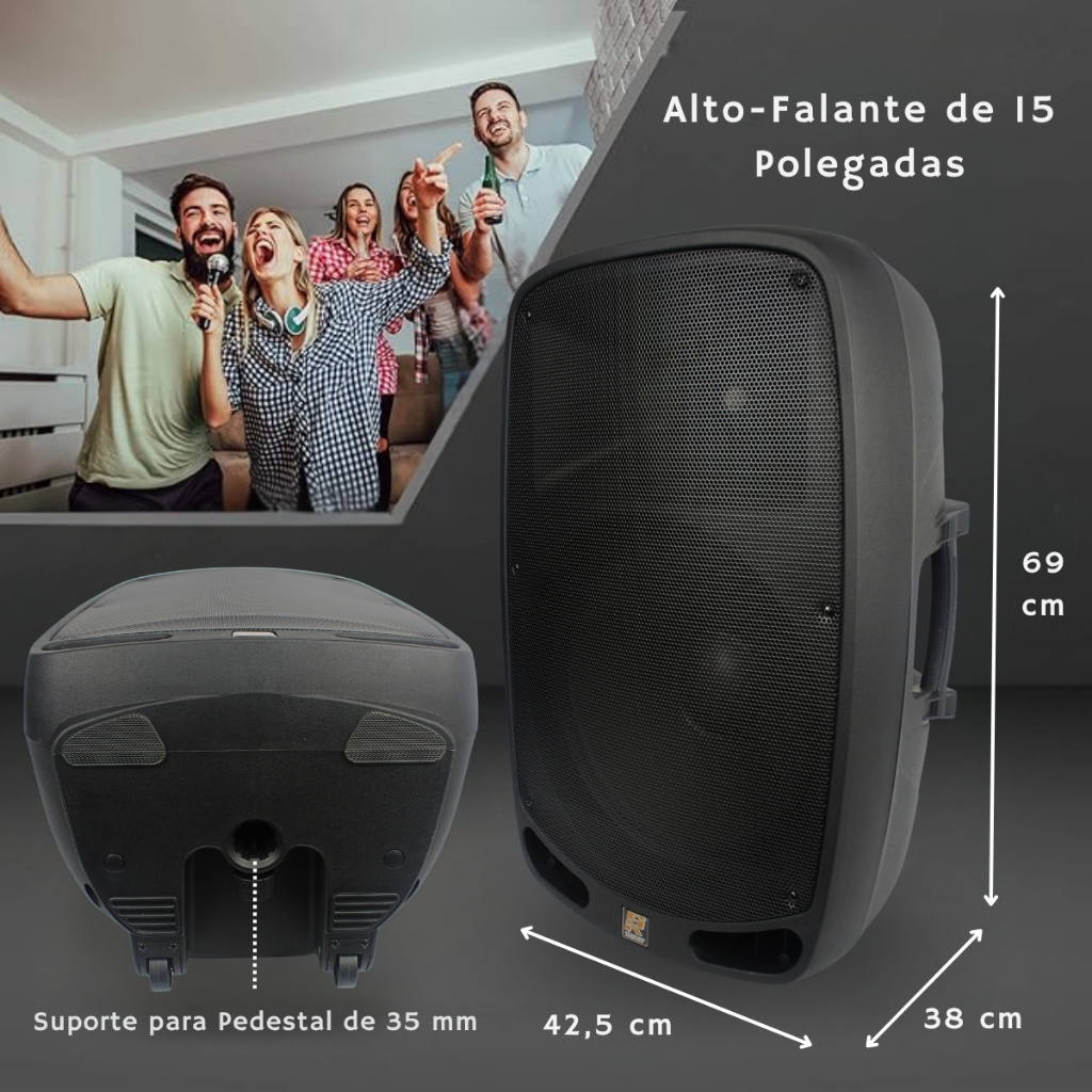 Caixa Ativa Staner PS 1501 Preta Bluetooth 200W Som Profissional Portátil — imagem 2 de 2