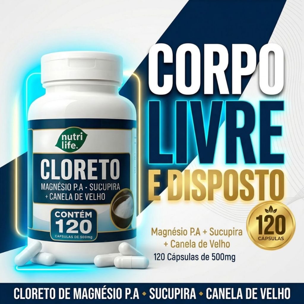 Cloreto De Magnesio Pa 500mg Sucupira Avançada 120 Caps - Nutri Life