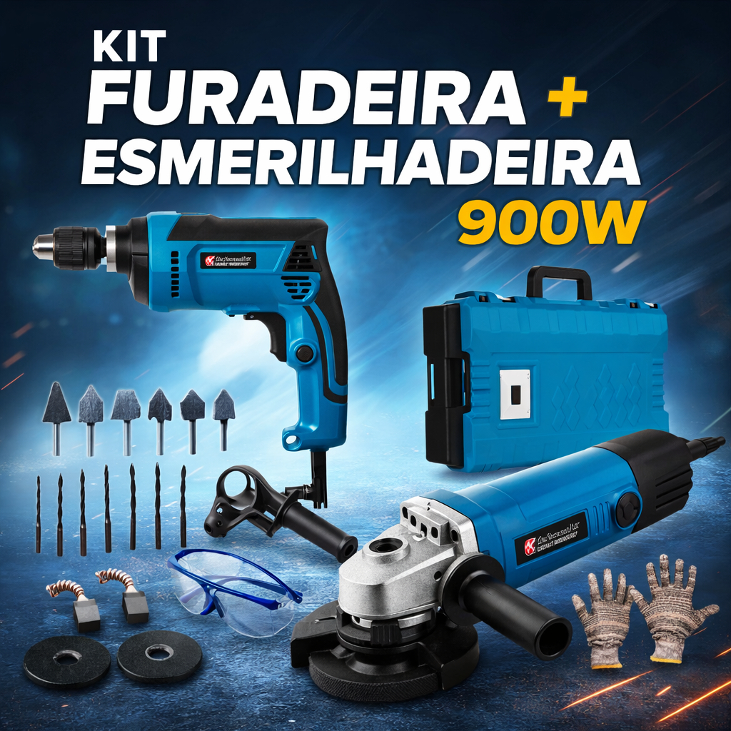 Kit Furadeira Parafusadeira 9000w Esmerilhadeira 900w Imperdível