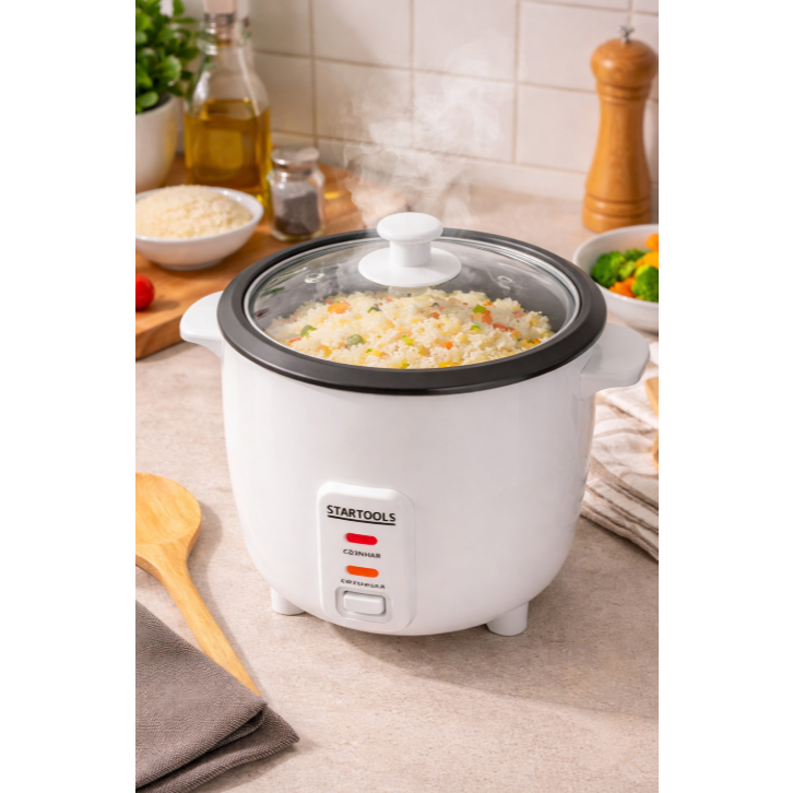 Panela de Arroz Elétrica 1,3L 400W 127V Startools Antiaderente com Vapor Praticidade Dia a Dia
