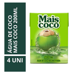 Água De Coco Mais Coco 200ml - 4 Unidades