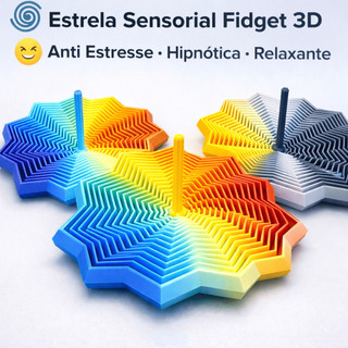 Fidget Toy Estrela Sensorial 3D Expansível Anti stress Relaxante Depressão Sensorial Rotativo