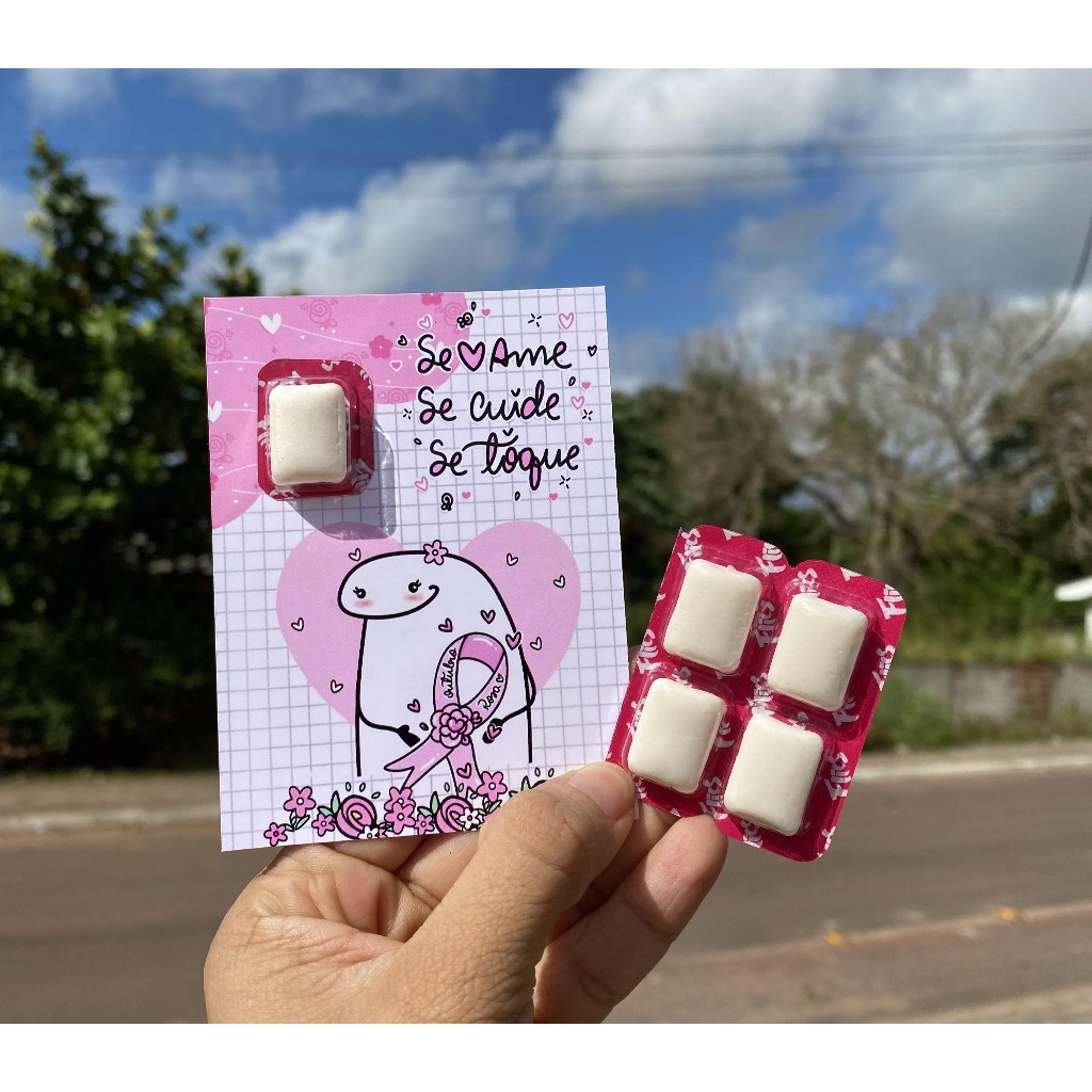 Cartão para Bala Balinha Chiclete I Lembrancinha Outubro Rosa