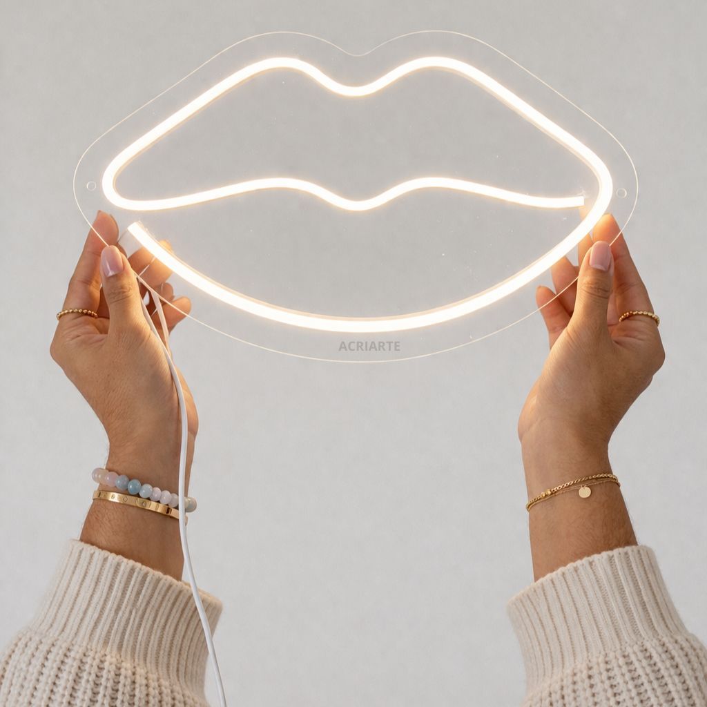 Luminária Boca Neon Branco Frio – Luz Decorativa para Decoração e Parede