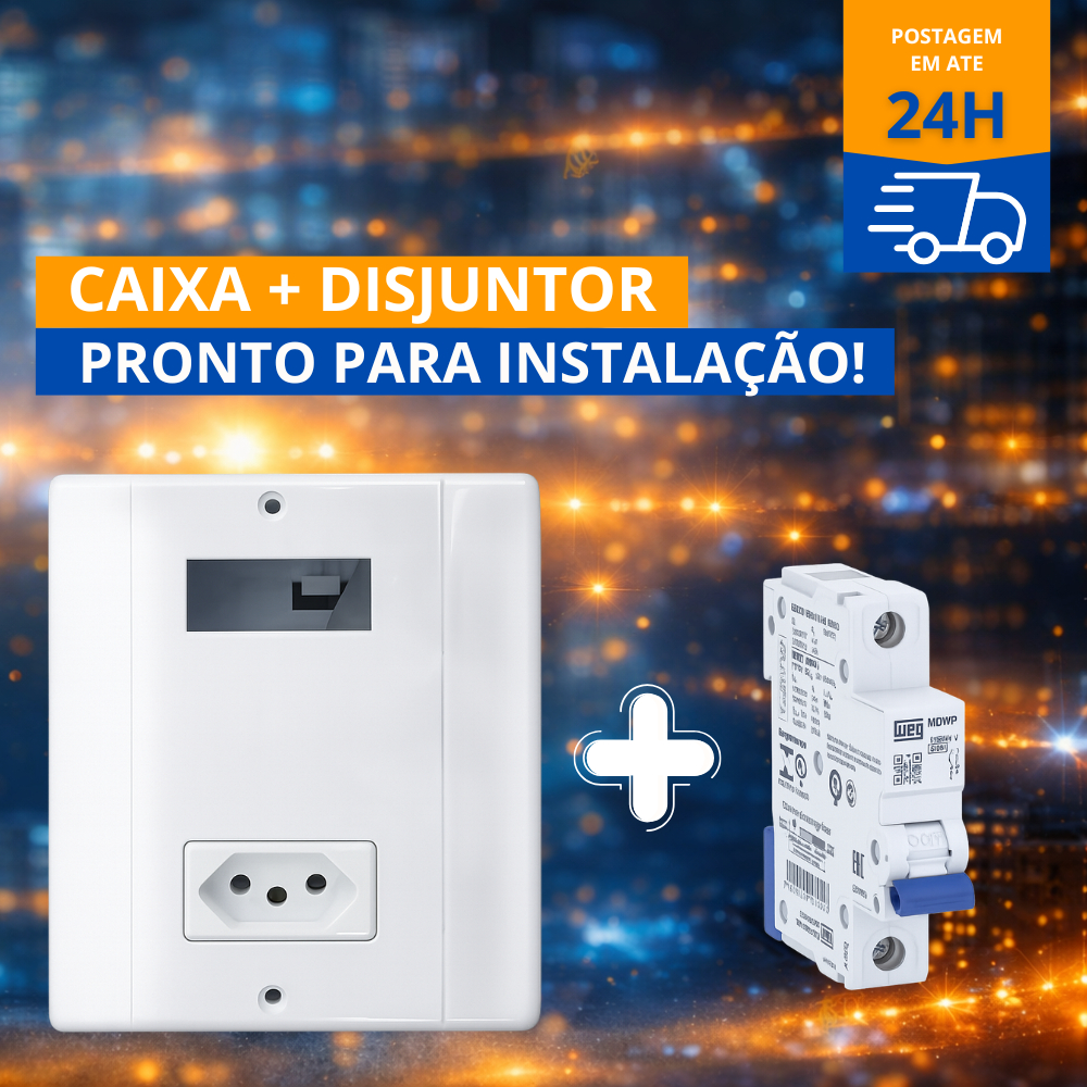 Caixa De Proteção Ar Condicionador Com Tomada 20A Perlex + Disjuntor Weg