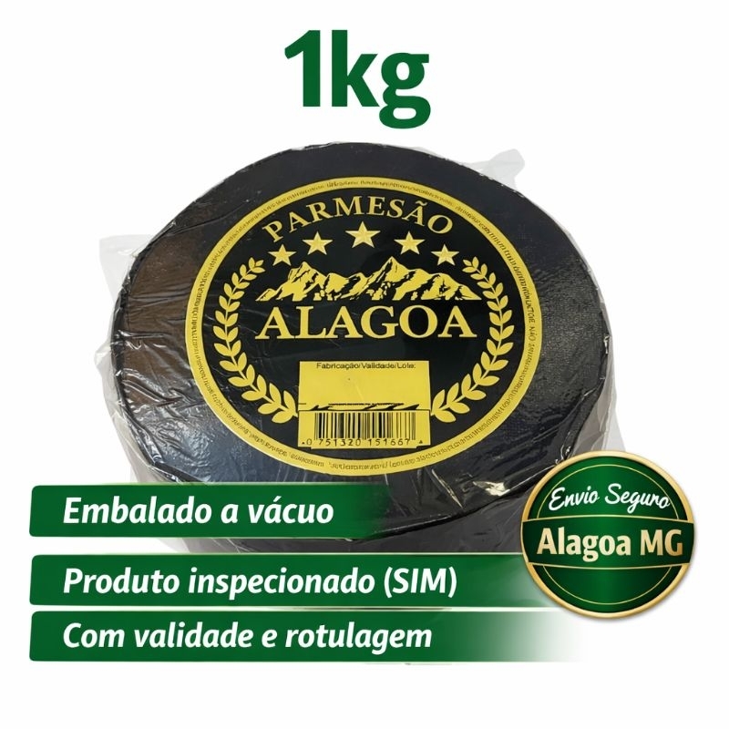 Queijo Capa Preta Alagoa MG 1kg Embalagem a Vácuo Inspecionado