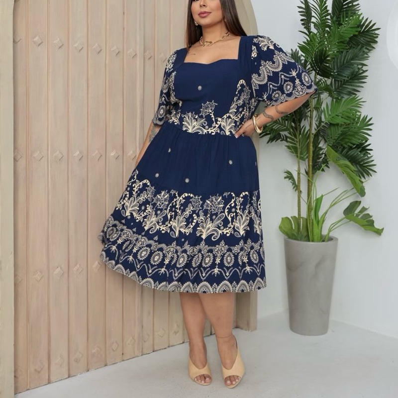 Vestido midi plus size com manga sino | G2 G3 em Oferta na Shopee