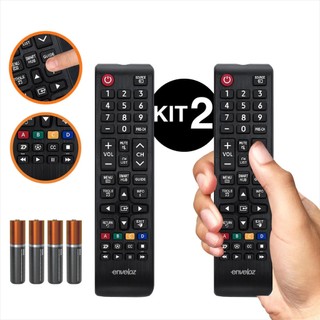 Controle Remoto Para Tv Samsung Smart 4k Lcd Hd Oled Com Pilhas Tecla Smart Hub Futebol Universal Compatível UN32J