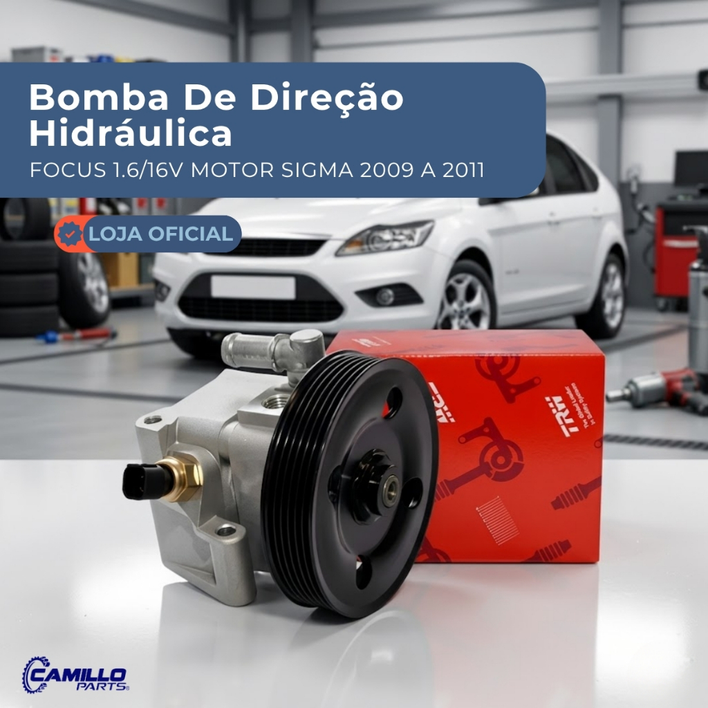 Bomba Direção Hidráulica Ford Focus 1.6 16V Sigma 2009 a 2011 Com Polia e Sensor TRW Original