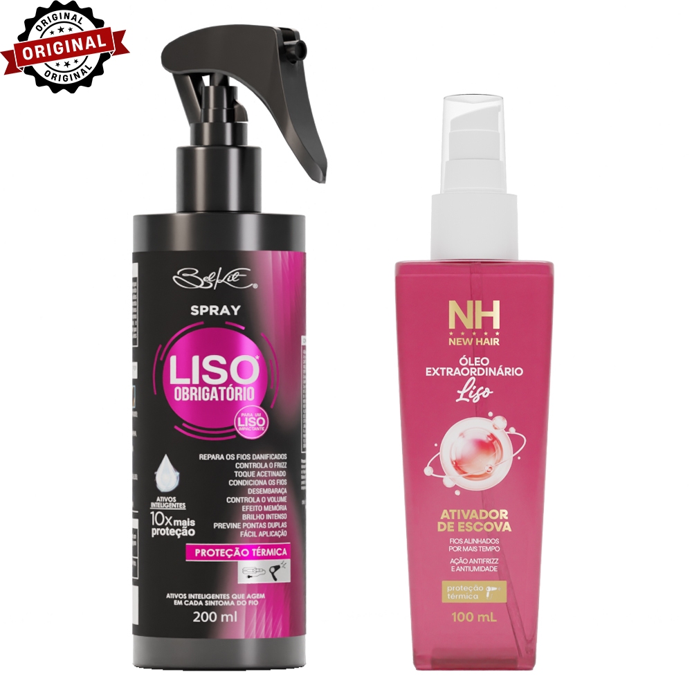 Kit Ativador de Escova Cabelo Liso e Progressiva | Spray Liso Obrigatório e Óleo Liso Extraordinário
