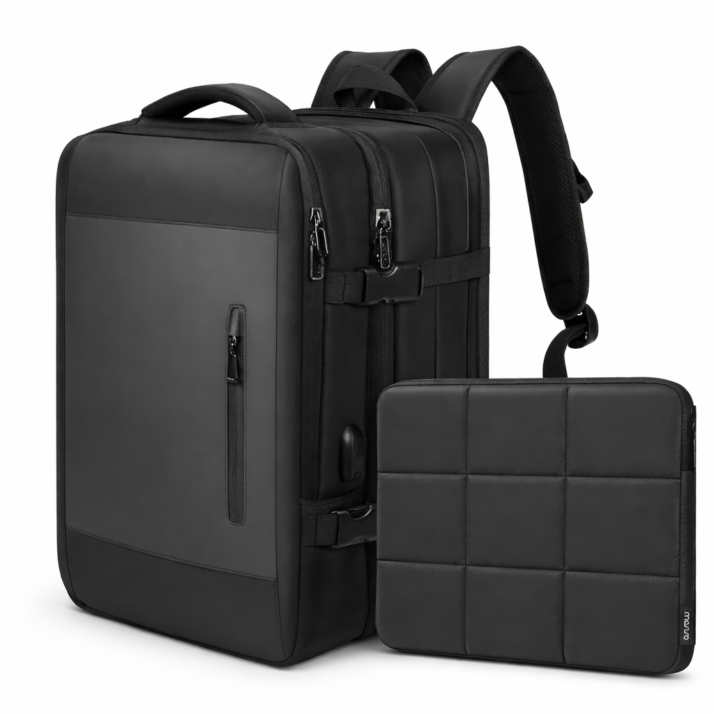Mochila Viagem Expansivel Bagagem de Mao Cabine Aviao Impermeavel Com Capa Protecao Notebook