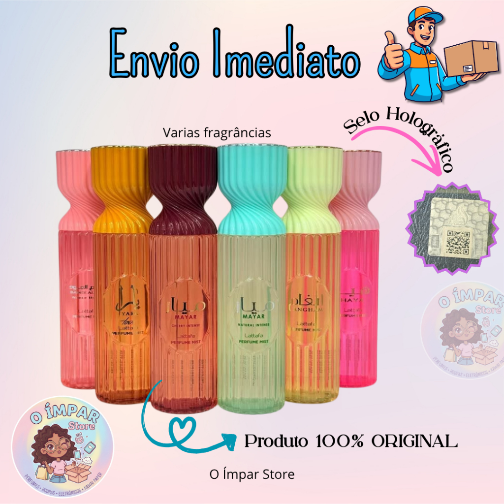 Body Splash Lattafa 250ml Original Varias Fragrâncias Árabe Perfumado Luxo