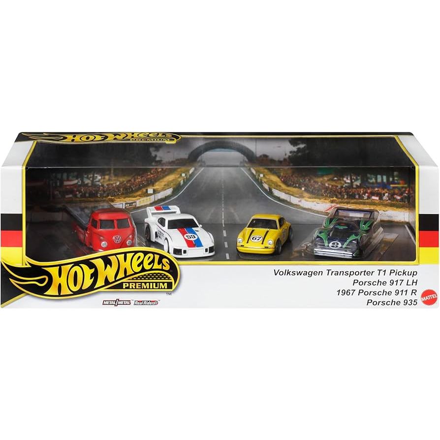 Hot Wheels - Volkswagen Transporter T1 Pickup - Porsche 917 LH - 1967 Porsche 911 R - Porsche 935 - Set Premium