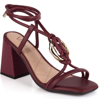 Sandália Vitrine Shoes Salto Alto Amarração Feminina em Oferta na Shopee