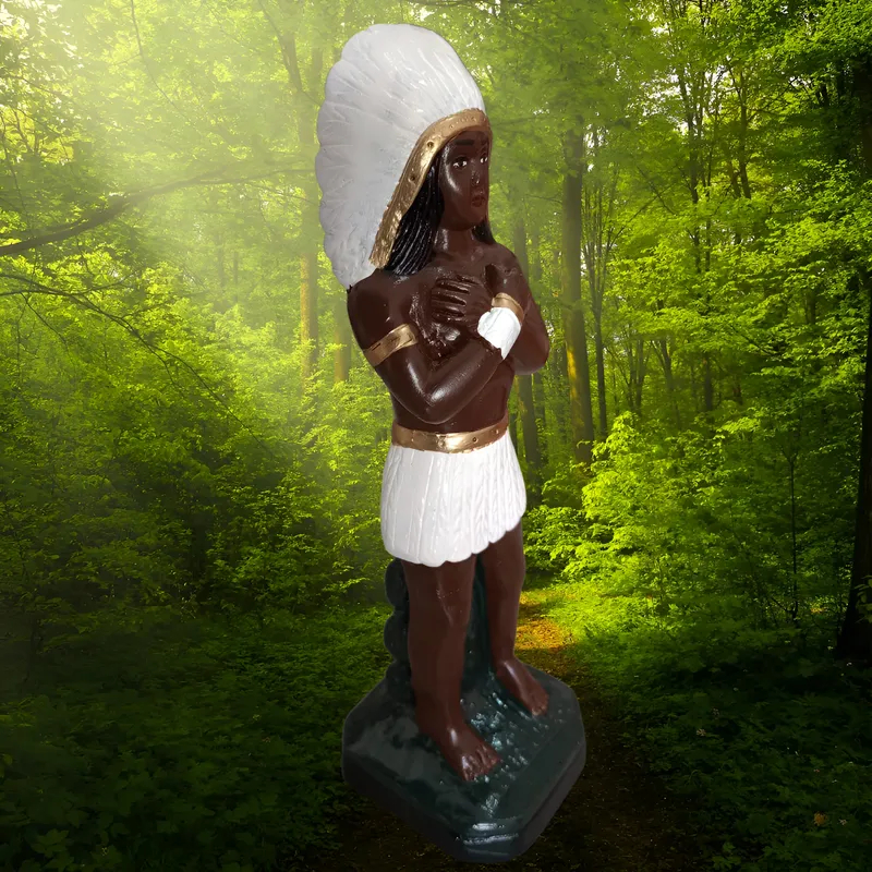 Imagem Caboclo Cacique Pena Branca 23cm força sabedoria conexão natureza cura proteção limpeza espiritual equilíbrio