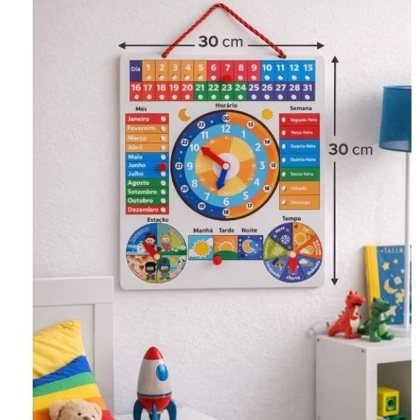 Brinquedo Educativo madeira Calendário Didático de Rotina-infância- crianças-educação