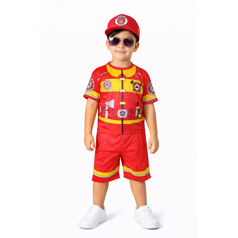 Fantasia Infantil Menino Bombeiro com Boné