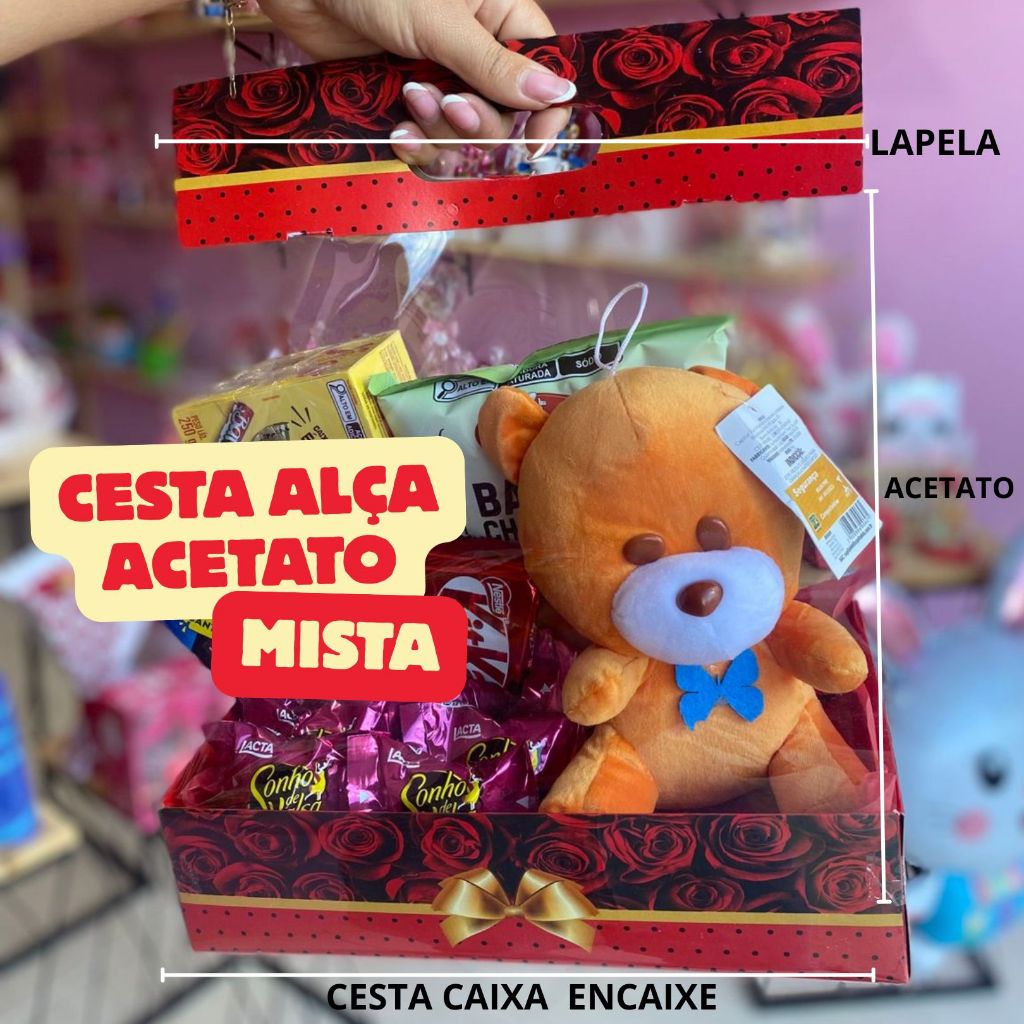 10 cesta  com alça de acetato presentes cestas cafe da manhã de papel em Oferta na Shopee