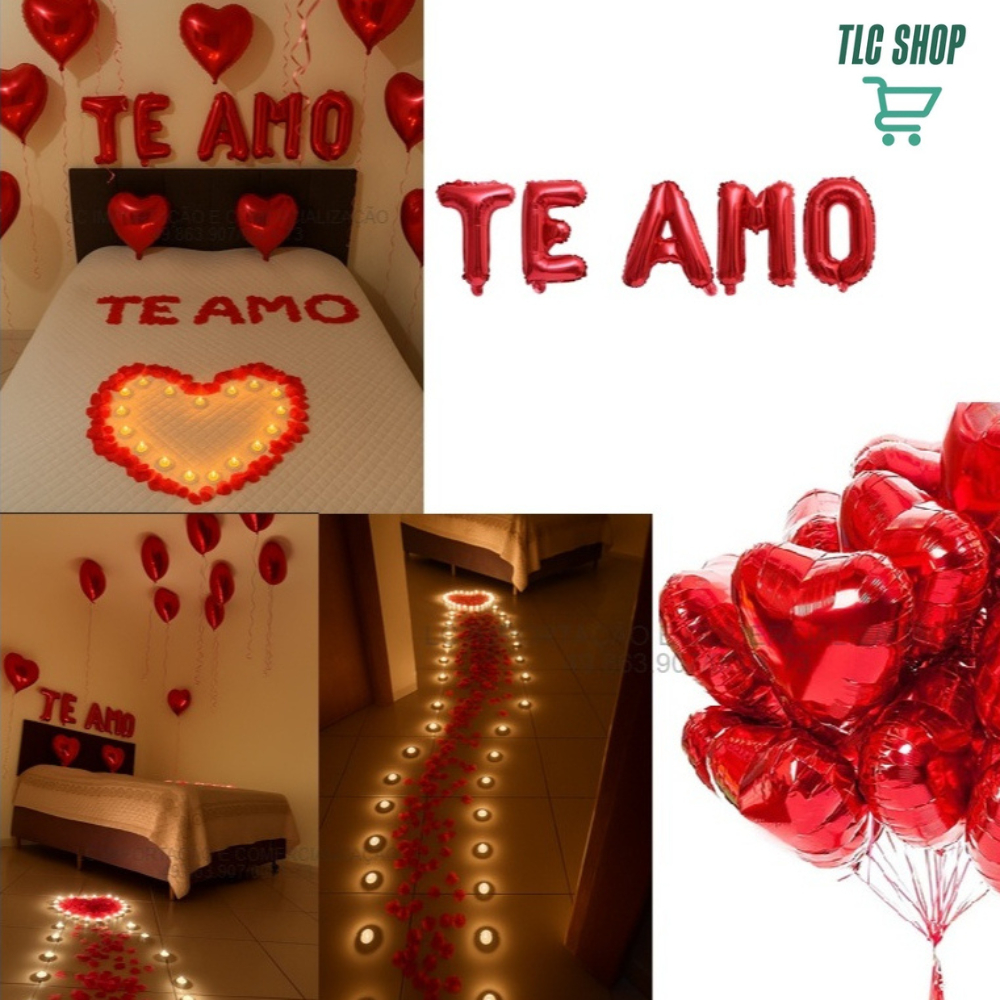 Kit Romântico 400 Pétalas + 10 Velas + 6 Balões + Te Amo