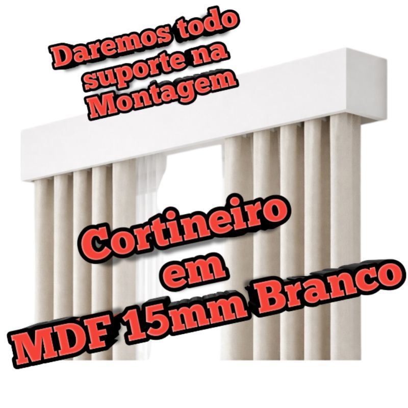 CORTINEIRO PARA CORTINAS EM MDF BRANCO 15MM + KIT PARA MONTAGEM ***(POR FAVOR LEIA O ANUNCIO)***