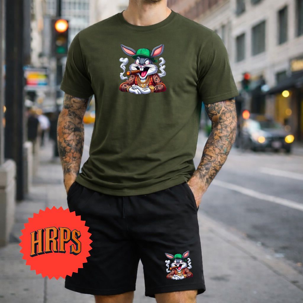 Conjunto Camiseta e Bermuda Masculino Kit em Promoção Casual Verão Streetwear Lançamento Short Tactel