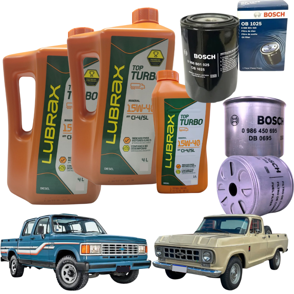 Kit Troca Oleo + Filtros Lubrax Top Turbo 15w40 Motor Perkins GM D10 D20 D40 4236 Q20B