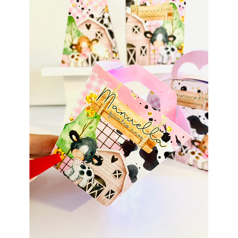 KIT FESTA PEGUE E MONTE FAZENDINHA ROSA Personalizado  Lembrancinhas - Caixinha Personalizadas