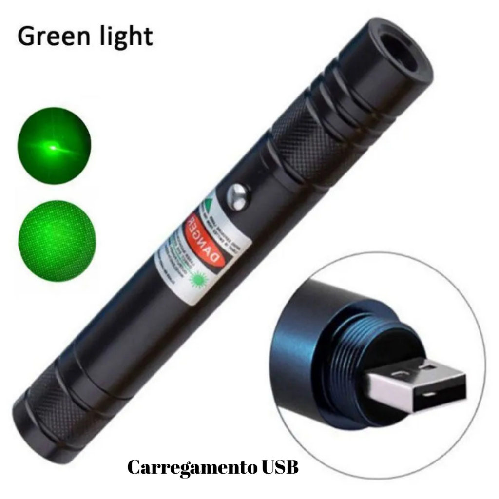 Laser Verde/Vermelho de Alta Potência: Caneta Pointer Recarregável com Chave de Segurança – Feixe Visível e Prático em Oferta na Shopee
