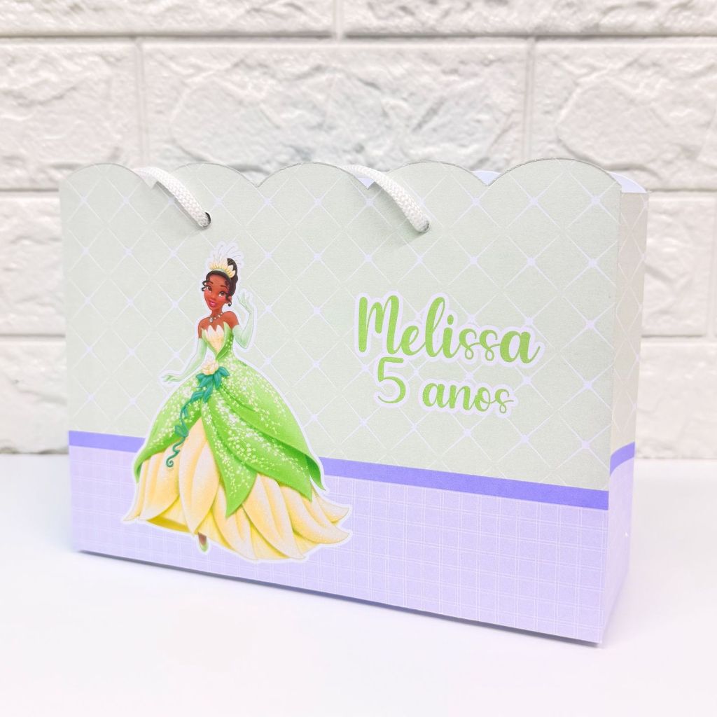 Sacolinha Personalizada A Princesa e o Sapo Princesa Tiana Infantil - Festa Lembrancinhas