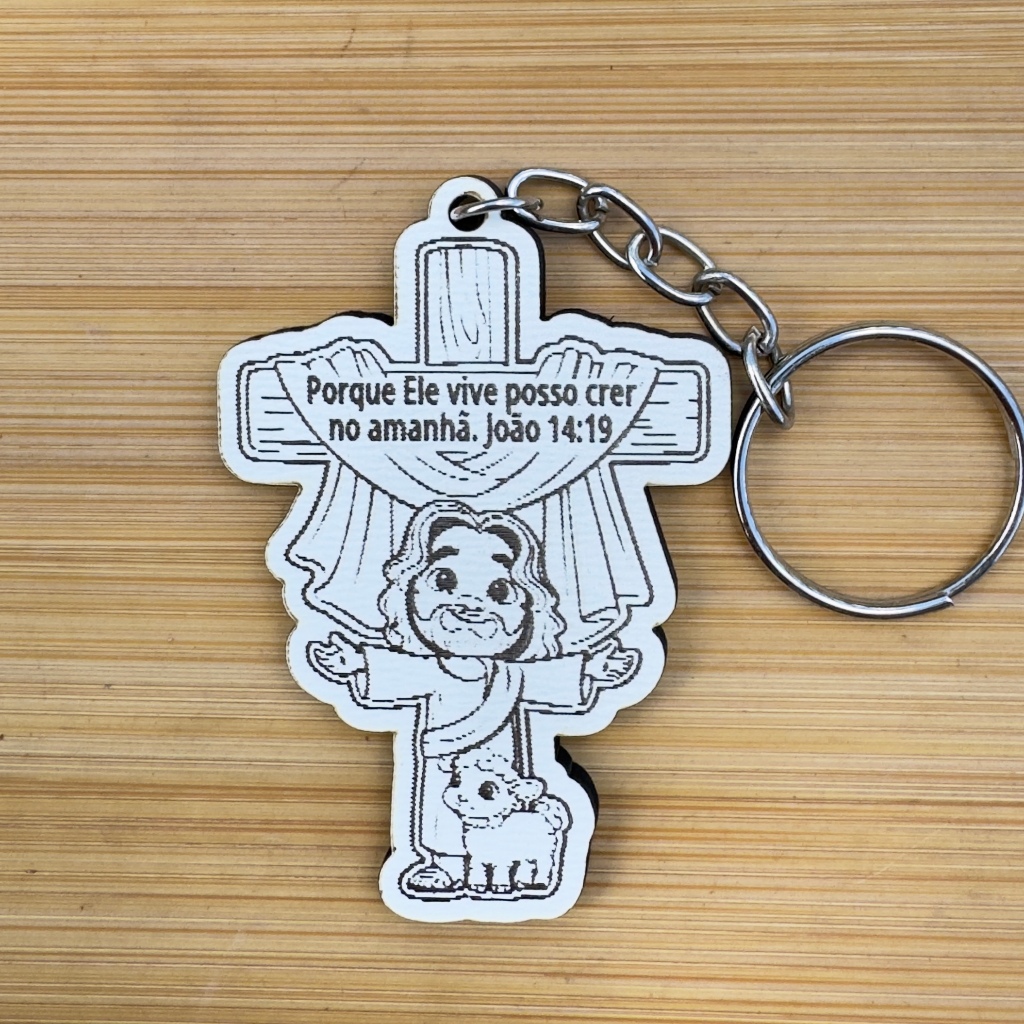 Kit Chaveiros Religioso Versículo Bíblico MDF Cruz Jesus Lembrança Igreja Personalizado MDF