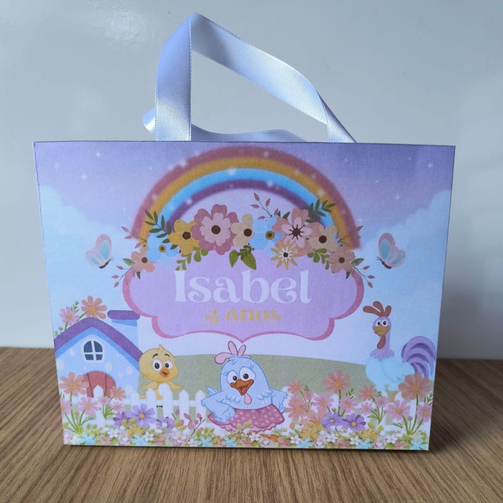 Sacolinhas Personalizadas Galinha Pintadinha – Lembrancinha Festa Infantil com Nome | Pegue e Monte