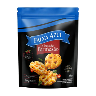 Chips de Parmesão Pimenta e Salsa Faixa Azul 35g Snack Crocante Queijo em Oferta na Shopee