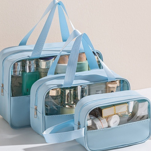 Kit 3 Bolsas Organizadoras e Nécessaire de Banho, para Uso Doméstico, Viagem, Academia, Banho e Maquiagem, Resistente à
