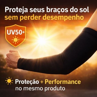 Manguito UV50 Compressão Unissex Proteção Solar Braço Ciclismo Corrida Academia Preto 1 Par