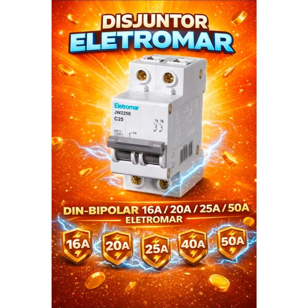 Disjuntor Bipolar Duplo  16a,20a, 25a, 32a, 40a, 50a - Eletromar