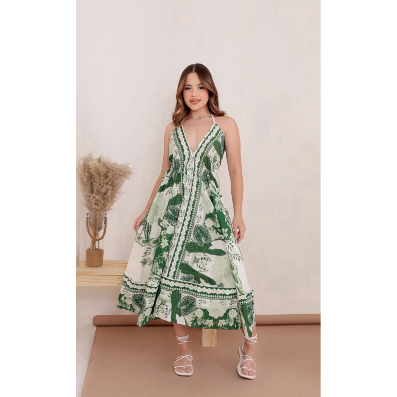 REPOSIÇÃO!!!! Vestido Longo Juvenil Inspiração Farm Estampado Floral Dress Tropical Tendência Adolescente Verão 2026