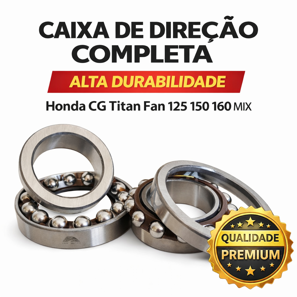 Caixa de Direção Completa Honda CG Titan Fan 125 150 160 Mix Rolamento Alta Durabilidade Resistência