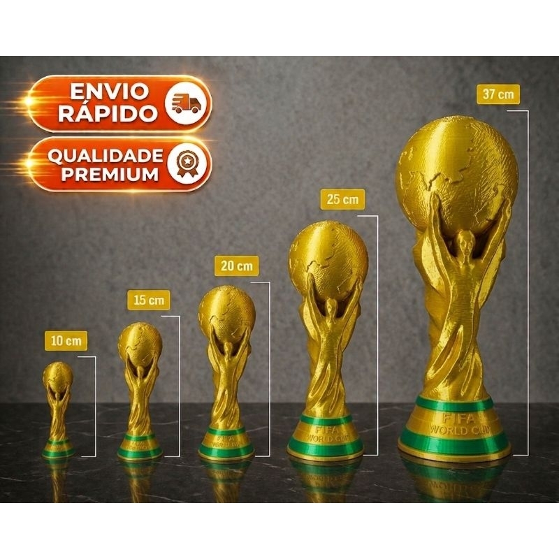 Troféu Taca Copa do Mundo 2026 FIFA tamanho real objeto premium decoração futebol
