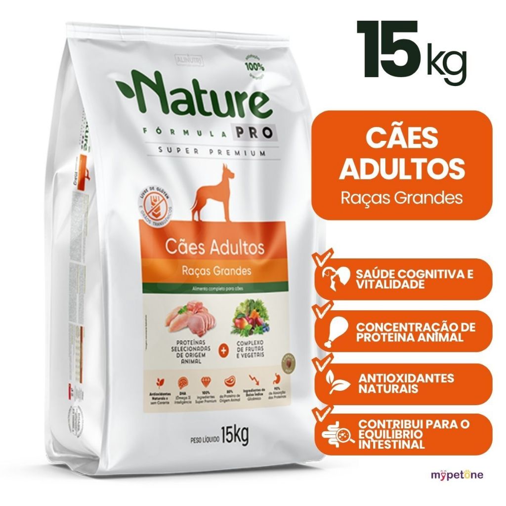 Ração Nature Fórmula Pro Cães Adultos Raças Grandes 15kg