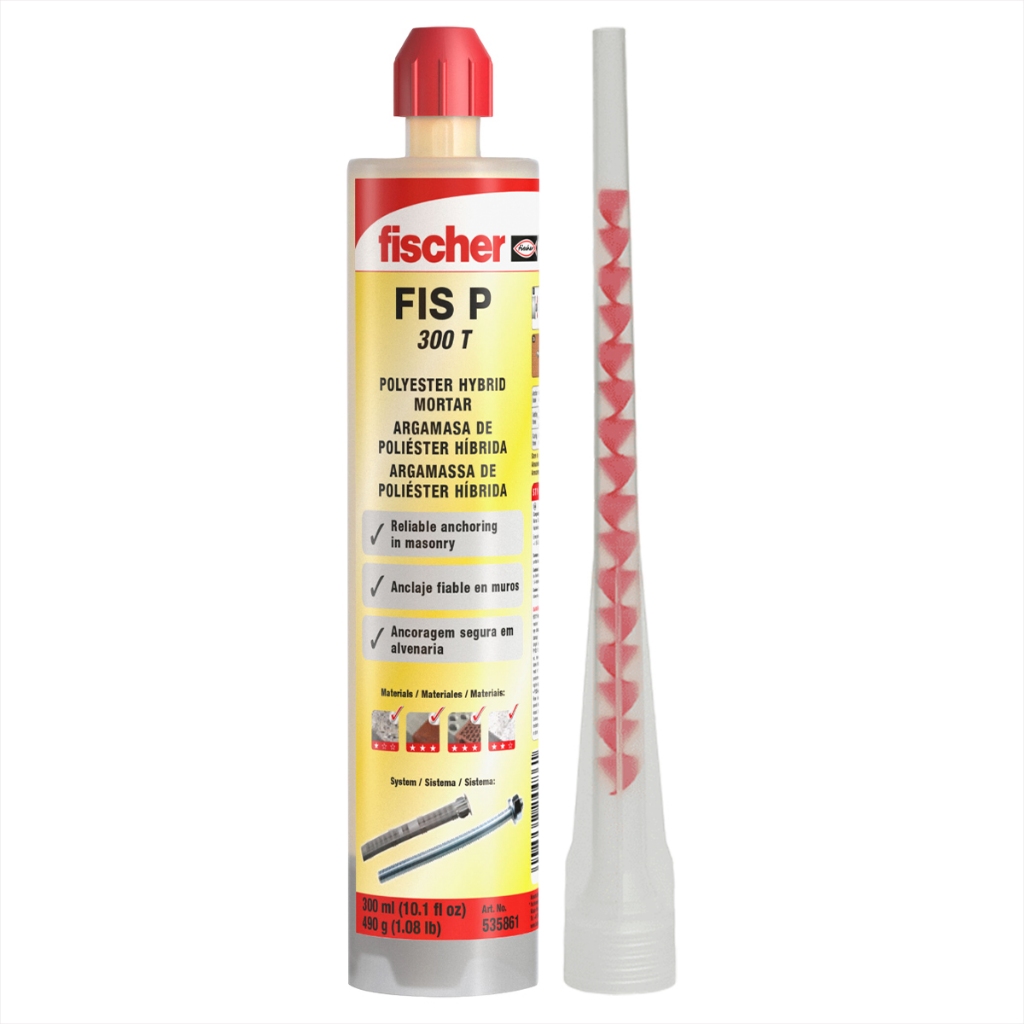 Chumbador Bucha Quimica Fischer Fis P 300 T - 490gr - Disponível com 1, 2 ou 3 U