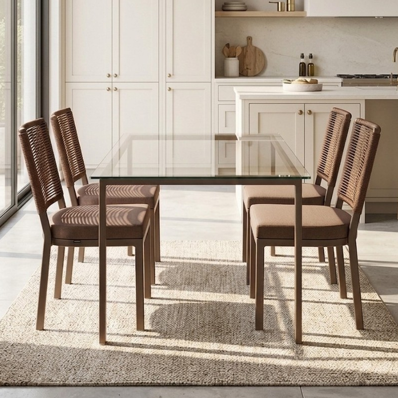 Jogo de 4 Cadeiras para Mesa de Jantar de alumínio moderna e resistente para cozinha,churrasqueira,gourmet ,área externa