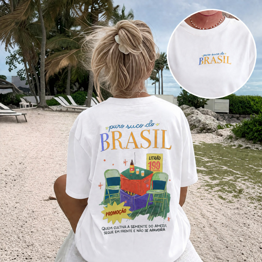 Camiseta T-Shirt Algodão Unissex Puro Suco do Brasil Vintage Look Copa