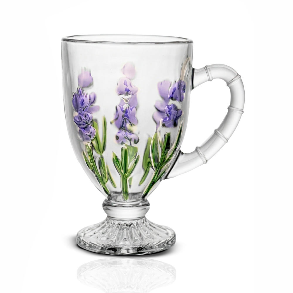 Jogo de Xícaras de Café em Cristal Lavanda Hand Painting 190ml - Lyor em Oferta na Shopee