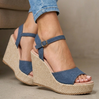 Sandália  Feminina Plataforma Estilo Anabela Confortável Sapato em Oferta na Shopee