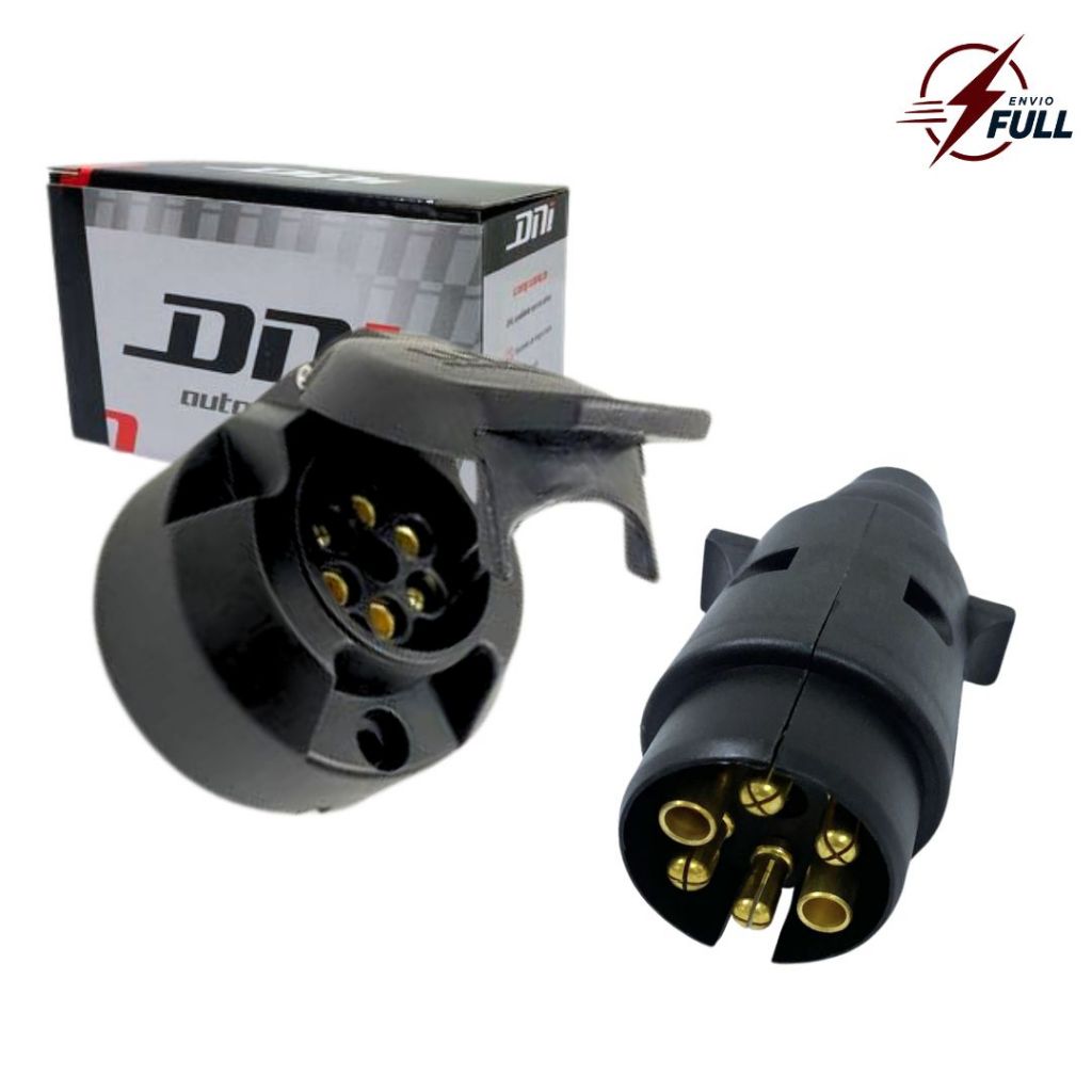 Kit Tomada 6 Polos Macho e Femea Carretinha Reboque Plug Tomada Carretinha Trailer 6 Polos